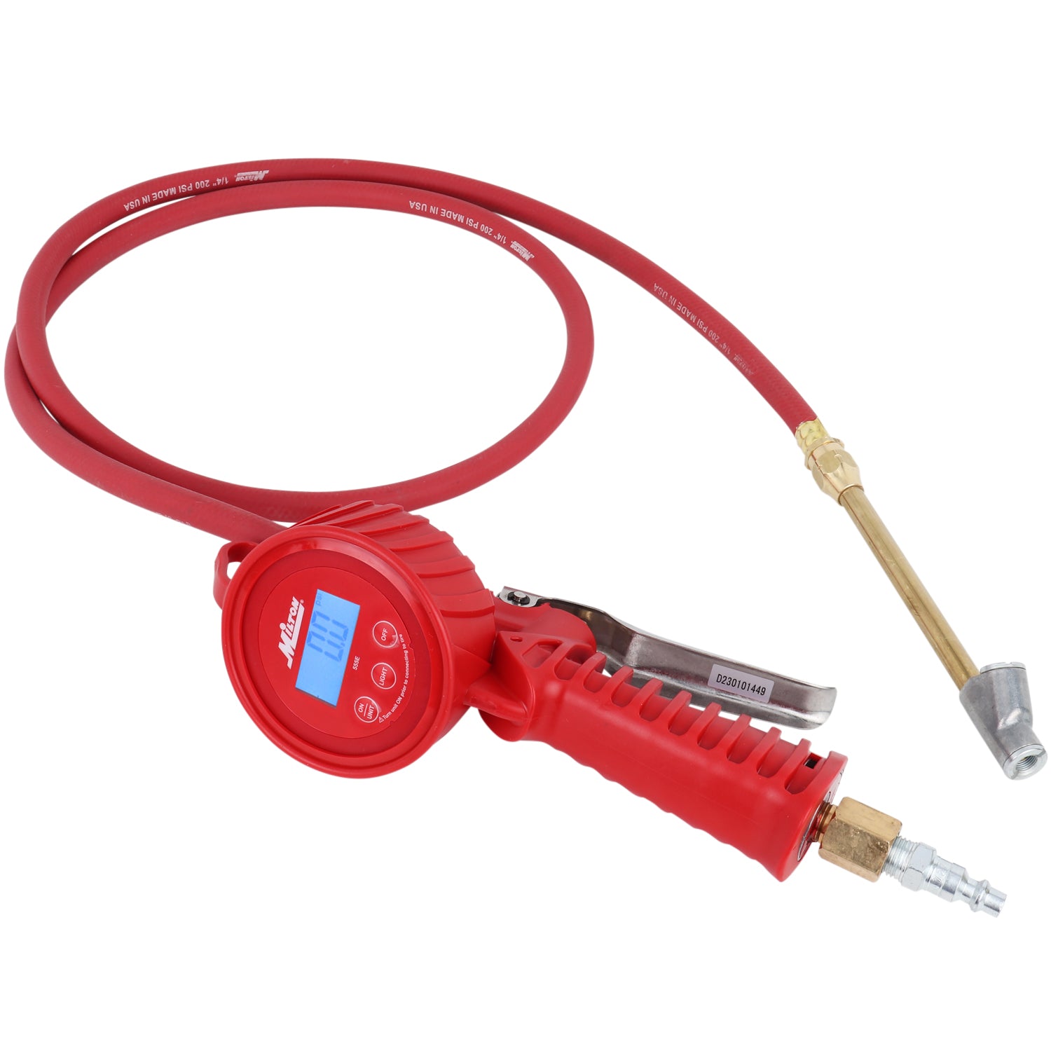 555e HD Digital Tire Inflator Gauge, 5' Extended Reach, measures from 5 to 150 PSI, ± 1 PSI Accuracy
