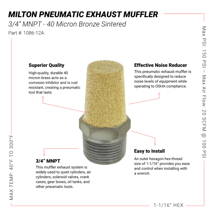 Pneumatic Exhaust Muffler, 3/4” MNPT