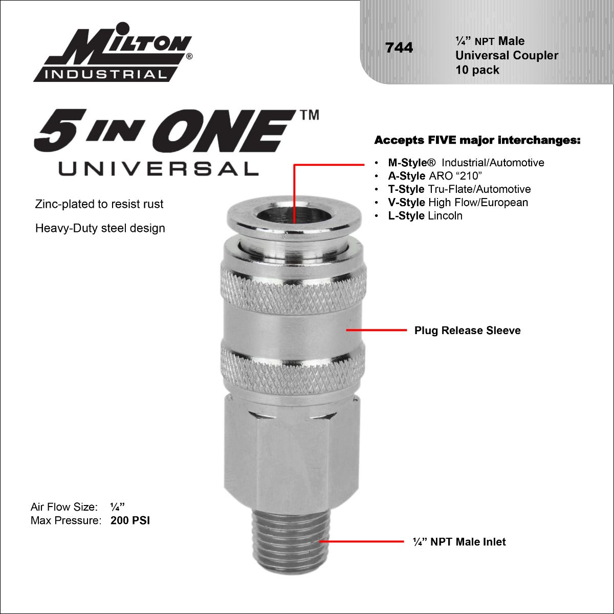 5 In ONE® Universal Quick-Connect Coupler, 1/4