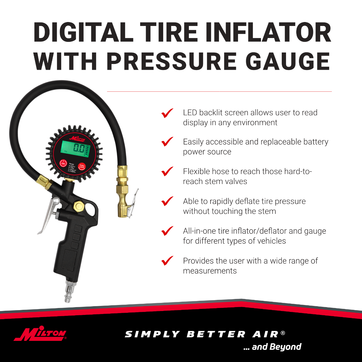 Digital Tire Inflator w/ Accurate Tire Pressure Gauge, 0-250 PSI, 14