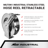 Industrial Stainless Steel Hose Reel Retractable, 1/2" NPT, Hose Capacity 25', 35', and 50', 300 PSI