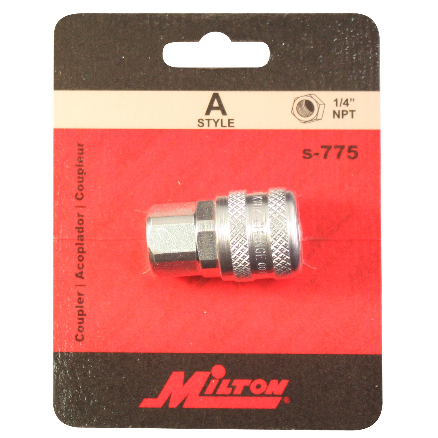 A-Style Coupler, Steel Air Tool Fitting, 1/4
