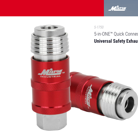 Featuring the Milton® 5-in-ONE™ NPT Universal Safety Exhaust Coupler
