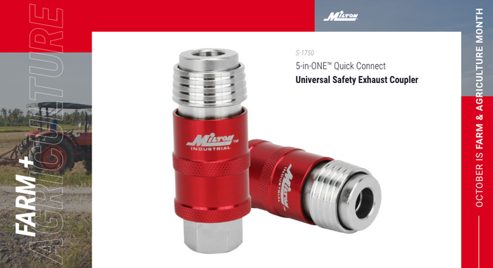 Featuring the Milton® 5-in-ONE™ NPT Universal Safety Exhaust Coupler