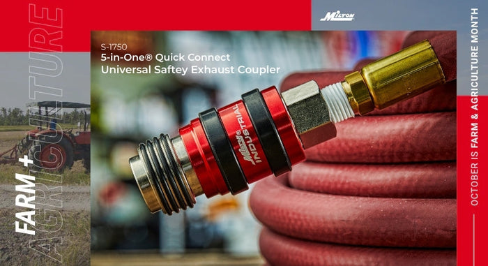 Featuring the Milton® 5-in-ONE™ NPT Universal Safety Exhaust Coupler