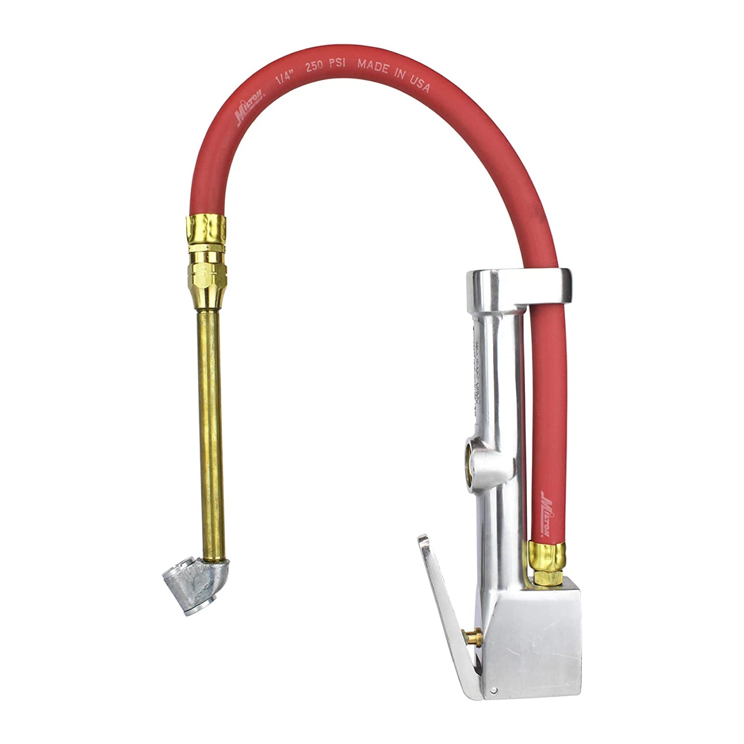 NEW & IMPROVED - Milton® Tire Inflator Gauge with Dual Head Straight Foot Air Chuck 15” Air Hose 10-160 PSI