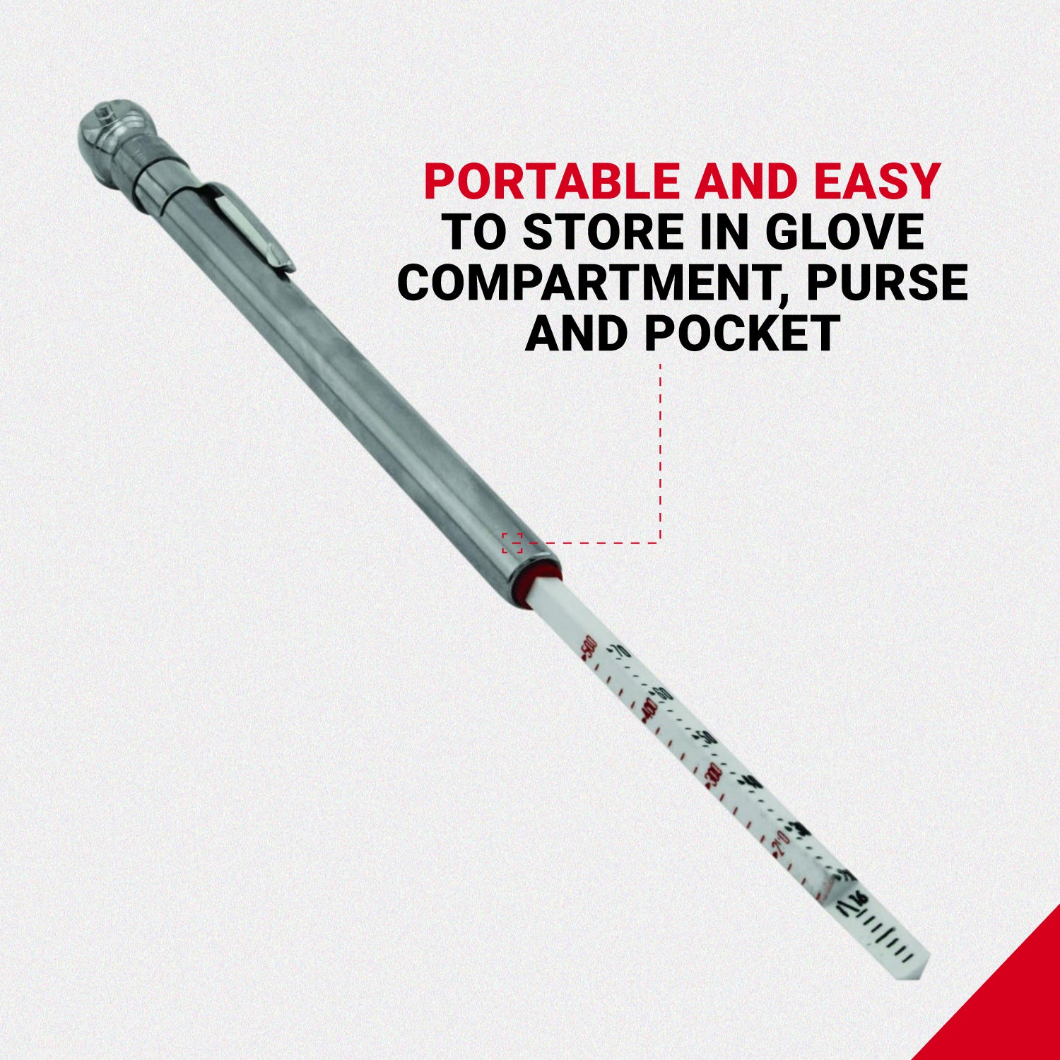 Milton® Heavy Duty, Tire Pencil Gauge, 5-50 PSI, Single Head Air Chuck, Brass Tubing, Corrosion Resistant