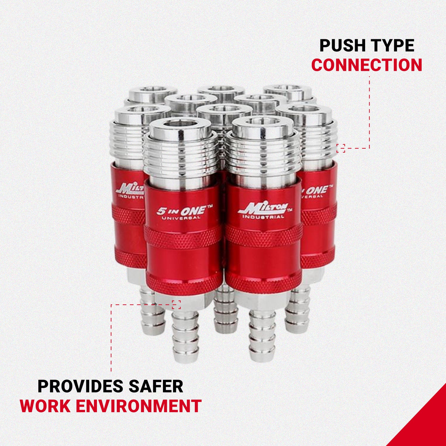 5 In ONE® Universal Safety Exhaust Hose Barb Industrial Coupler, 1/4