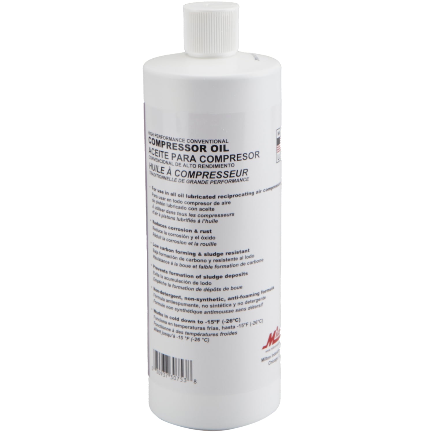 1002-32 - Milton® High-Performance Conventional Air Compressor Oil, 32 oz. (SAE 30W, ISO 100), 32 oz. 6 Pack