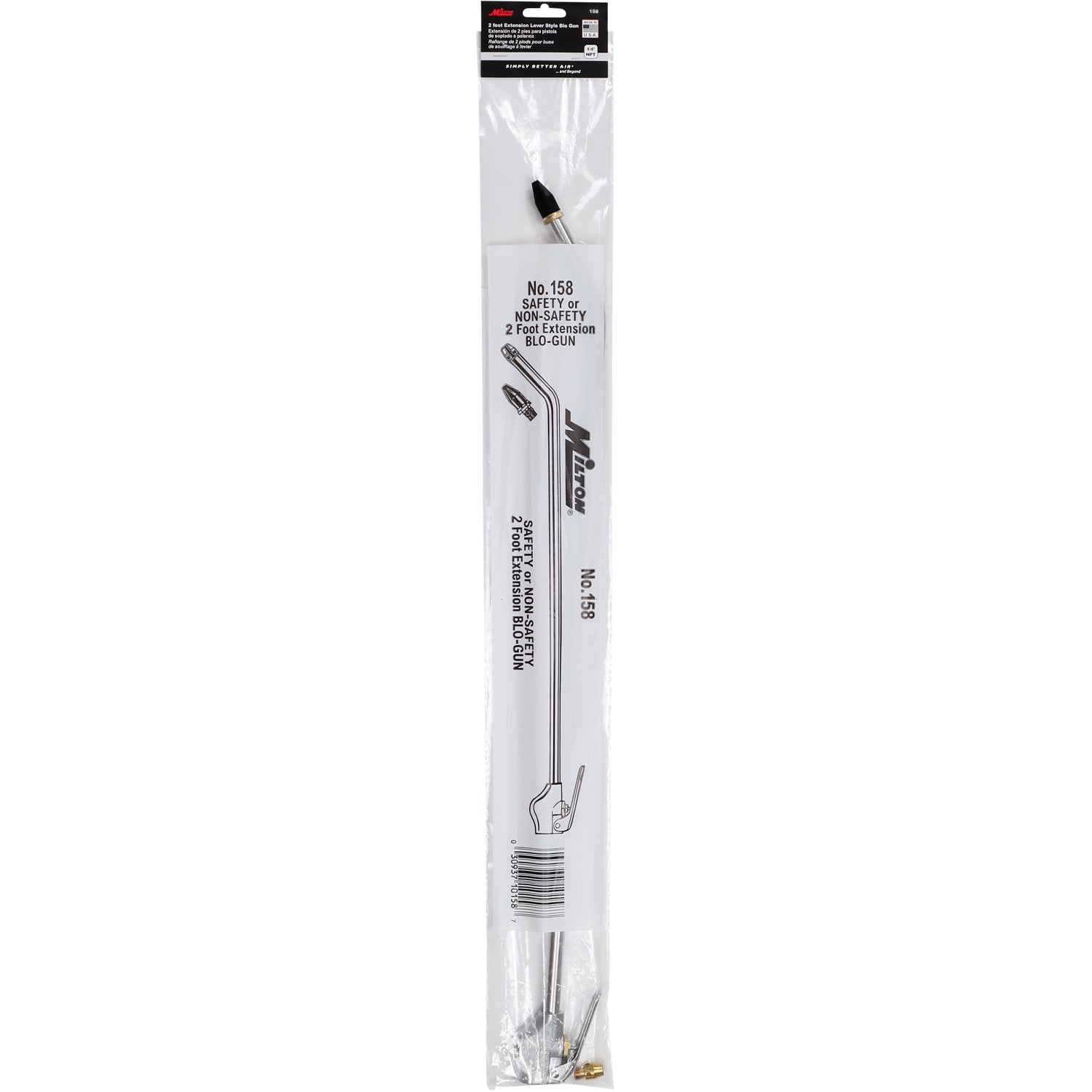 High-pressure Air Blow Gun with 2' Extension Air Flow Nozzle, 1/4