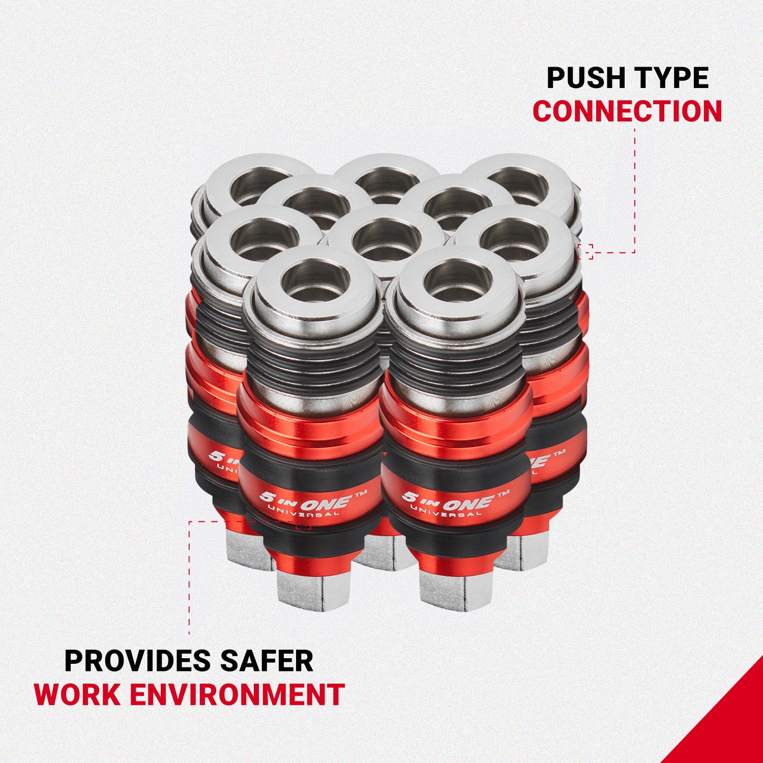 5 In ONE® Universal Coupler w/Safety Exhaust Quick-Connect, 1/4