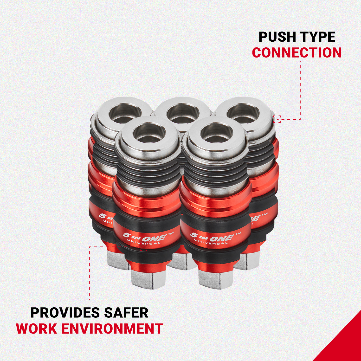 5 In ONE® Universal Coupler w/Safety Exhaust Quick-Connect, 1/4