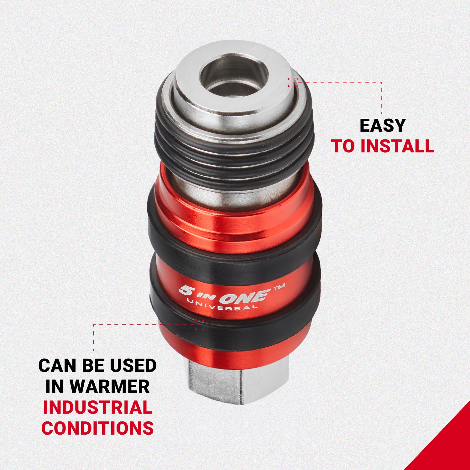 5 In ONE® Universal Coupler w/Safety Exhaust Quick-Connect, 1/4