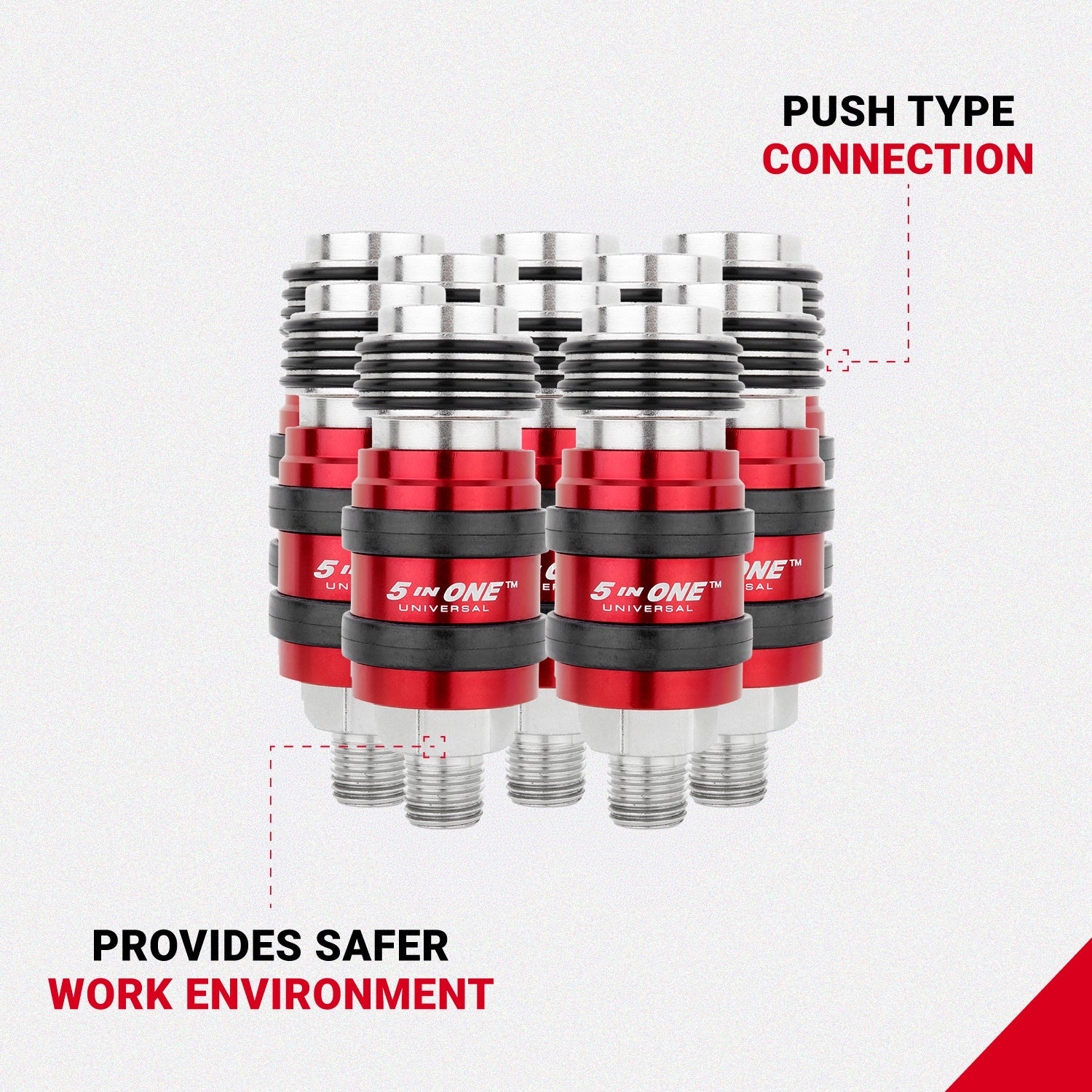 5 In ONE® Universal Coupler w/Safety Exhaust Quick-Connect, 1/4