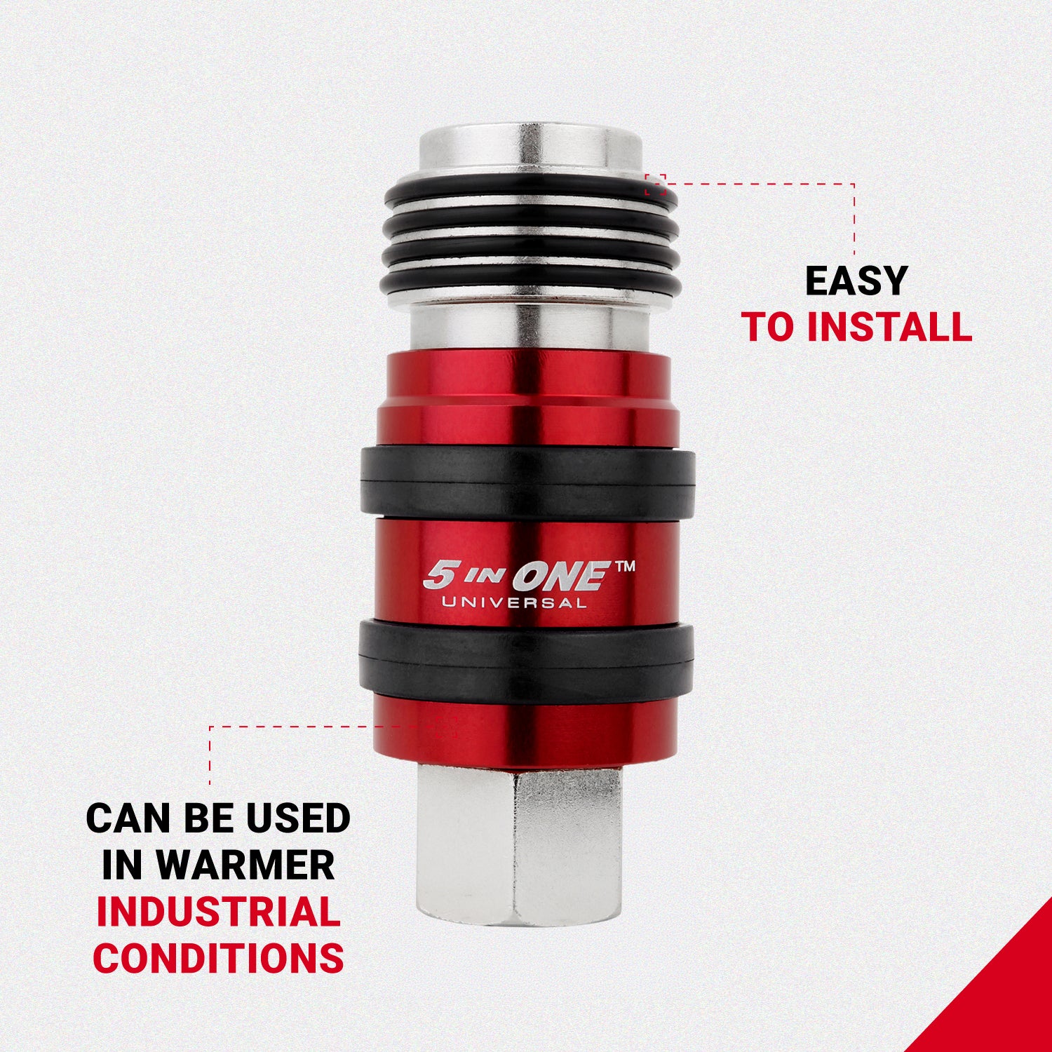 5 In ONE™ Universal Safety Exhaust Quick-Connect Industrial Coupler, 3/8