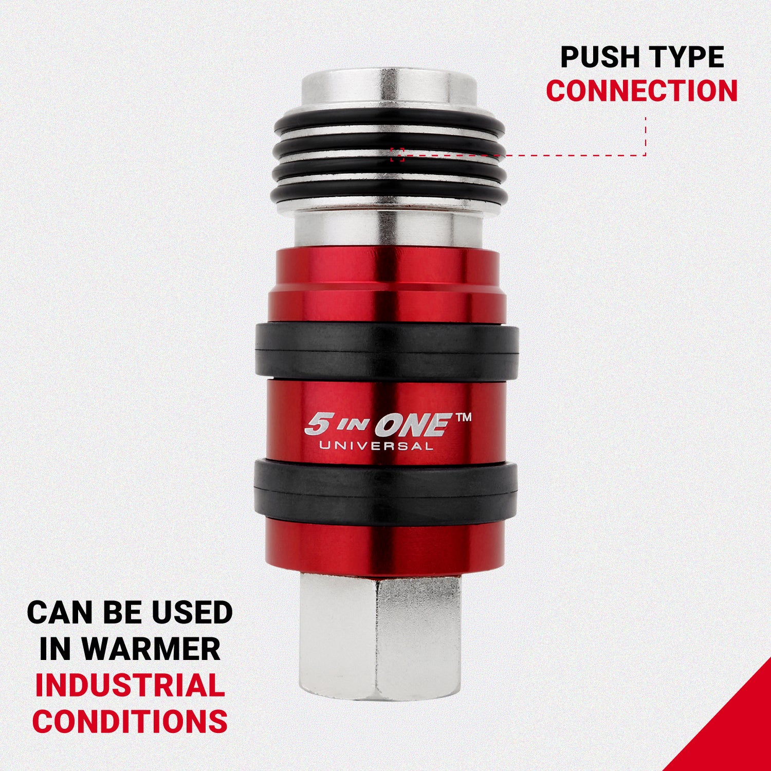 5 In ONE™ Universal Safety Exhaust Quick-Connect Industrial Coupler, 3/8