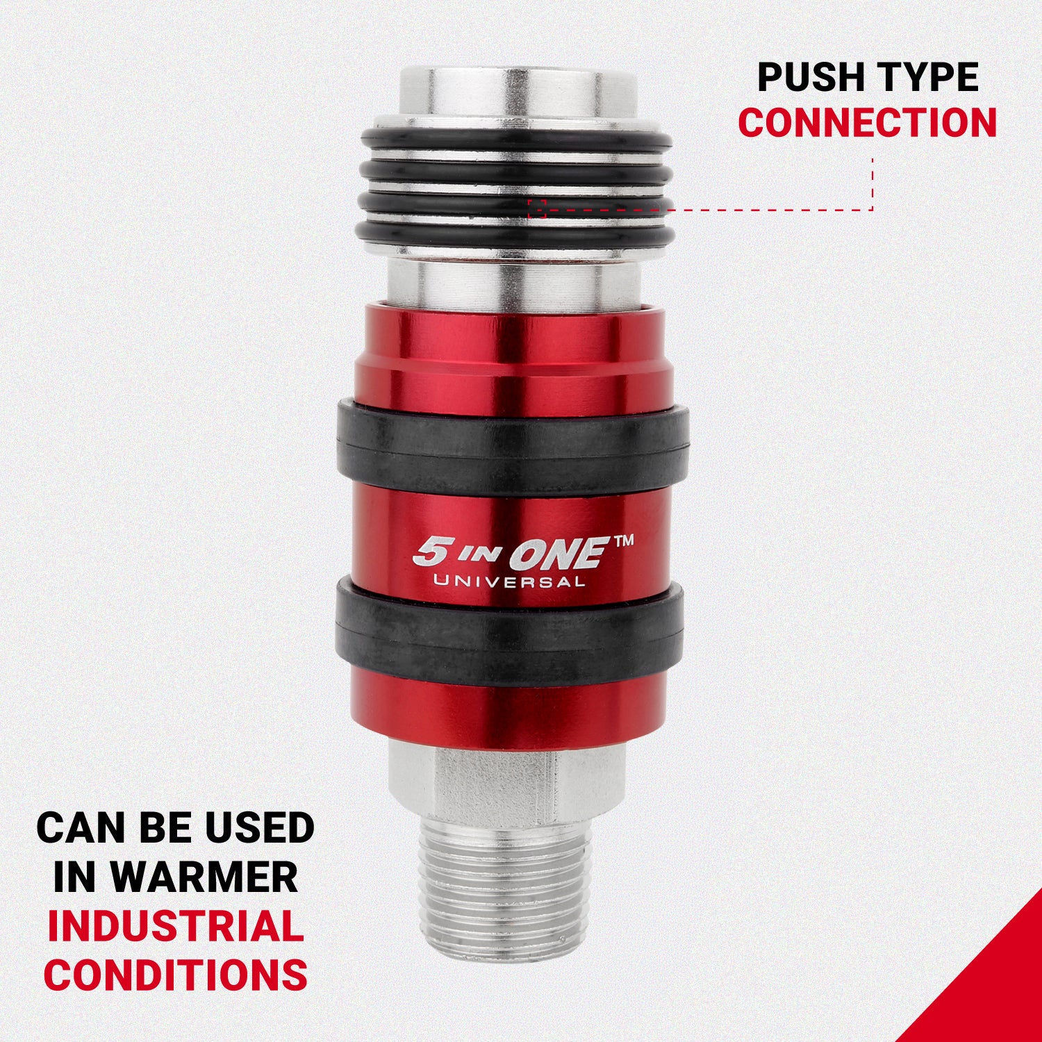 5 In ONE™ Universal Safety Exhaust Quick-Connect Industrial Coupler, 3/8