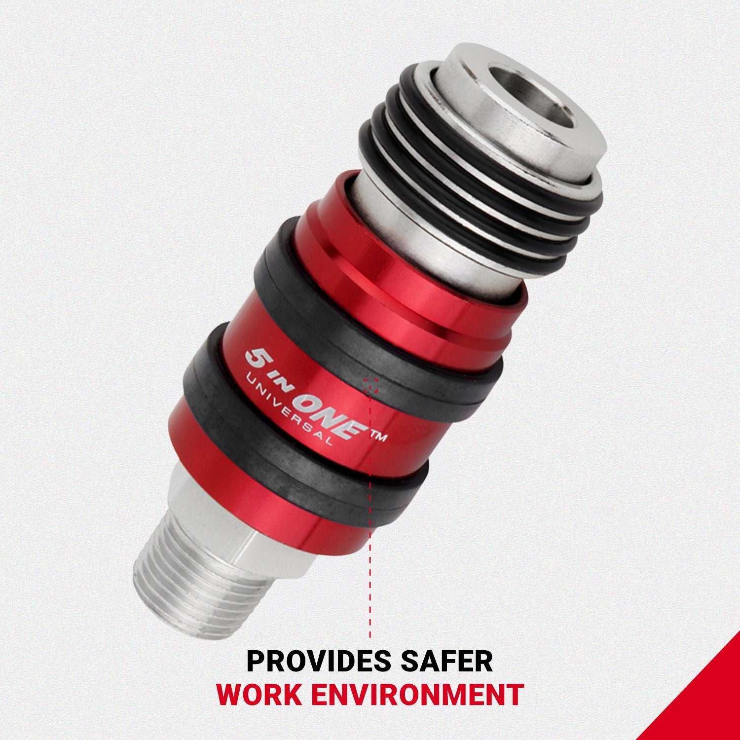 5 In ONE™ Universal Safety Exhaust Quick-Connect Industrial Coupler, 3/8