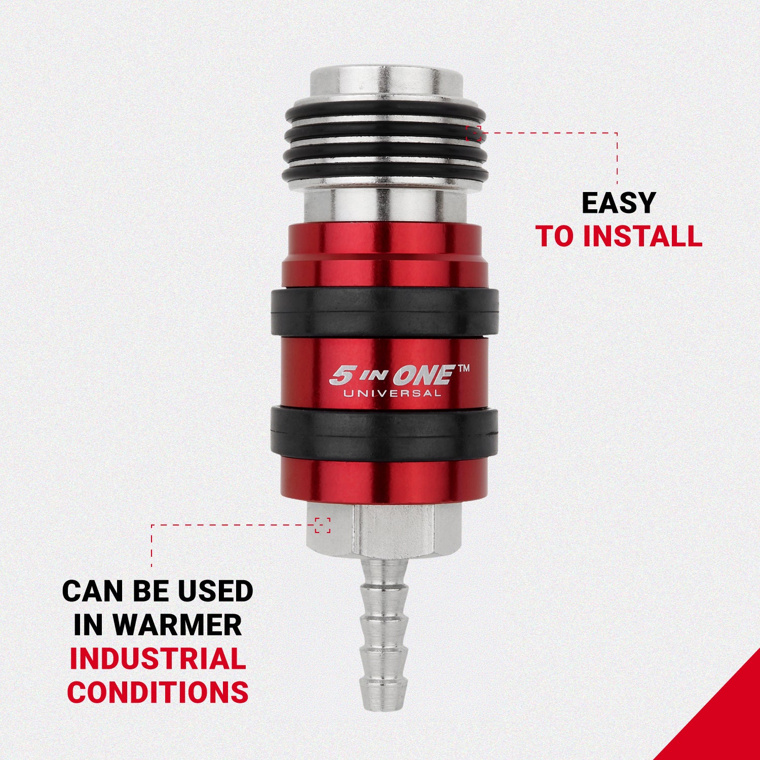 5 In ONE® Universal Safety Exhaust Hose Barb Industrial Coupler, 1/4