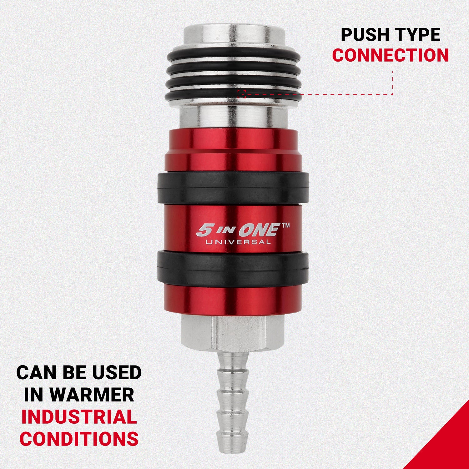 5 In ONE® Universal Safety Exhaust Hose Barb Industrial Coupler, 1/4