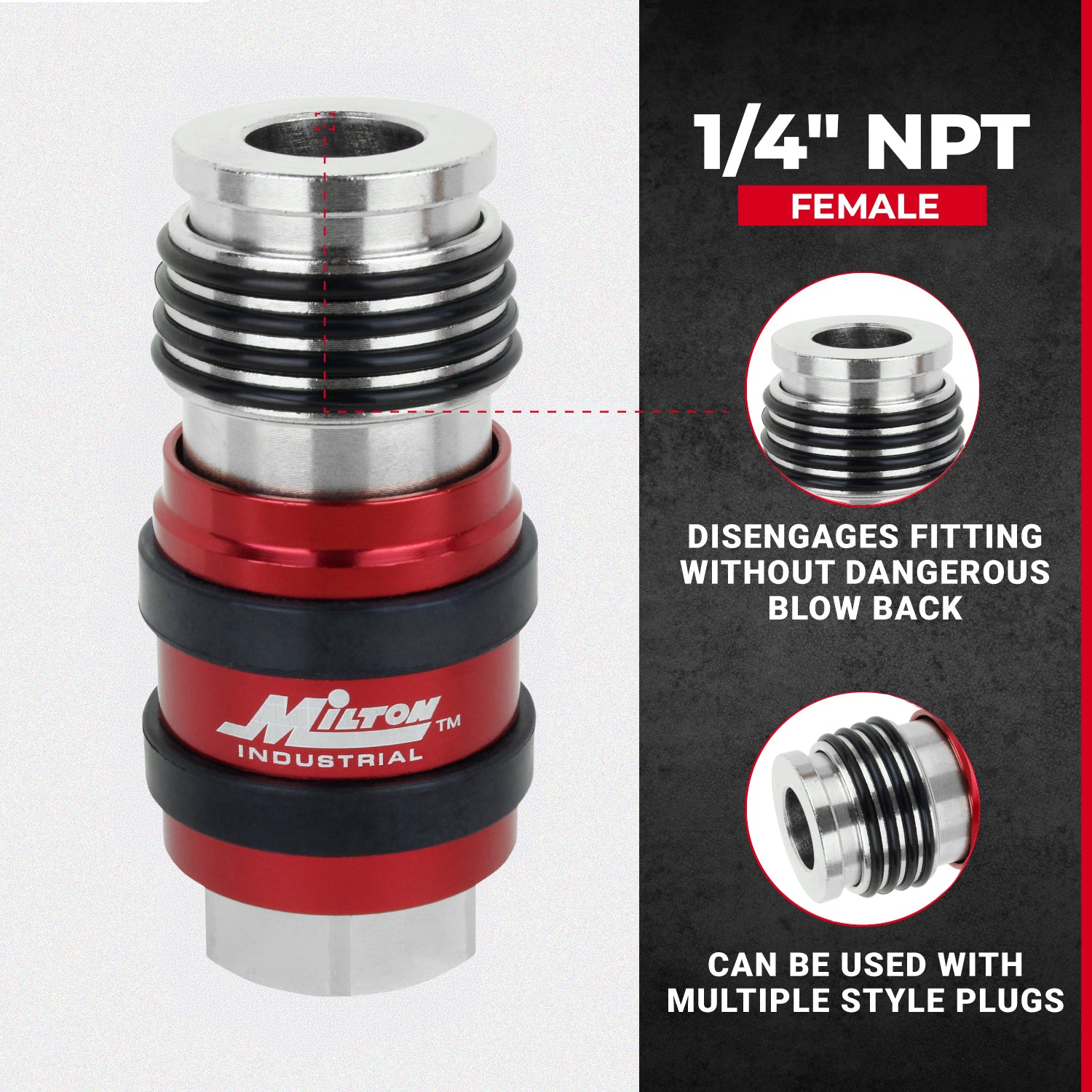 2 In ONE Universal Safety Exhaust Industrial Coupler, 1/4