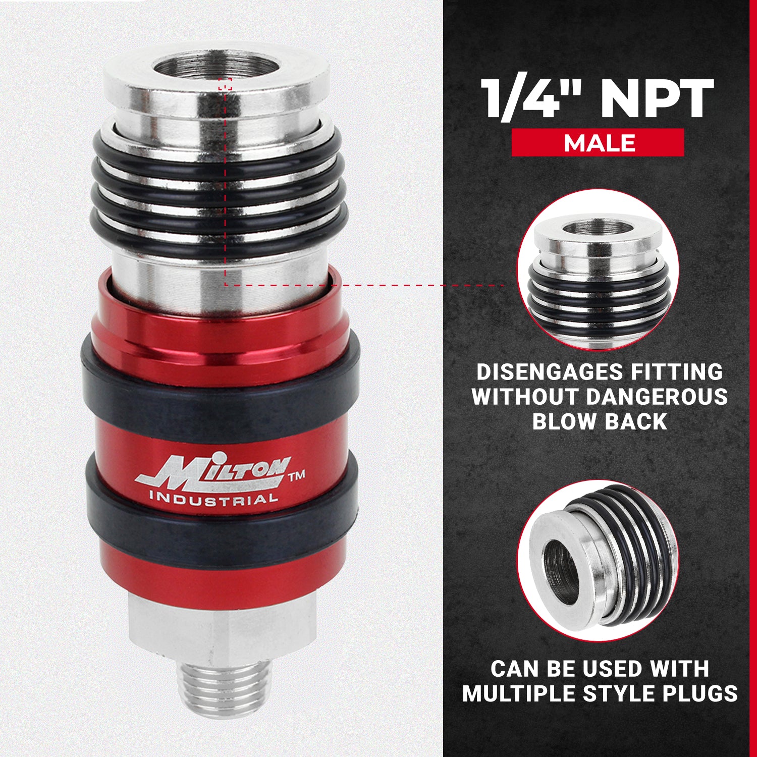 2 In ONE Universal Safety Exhaust Industrial Coupler, 1/4
