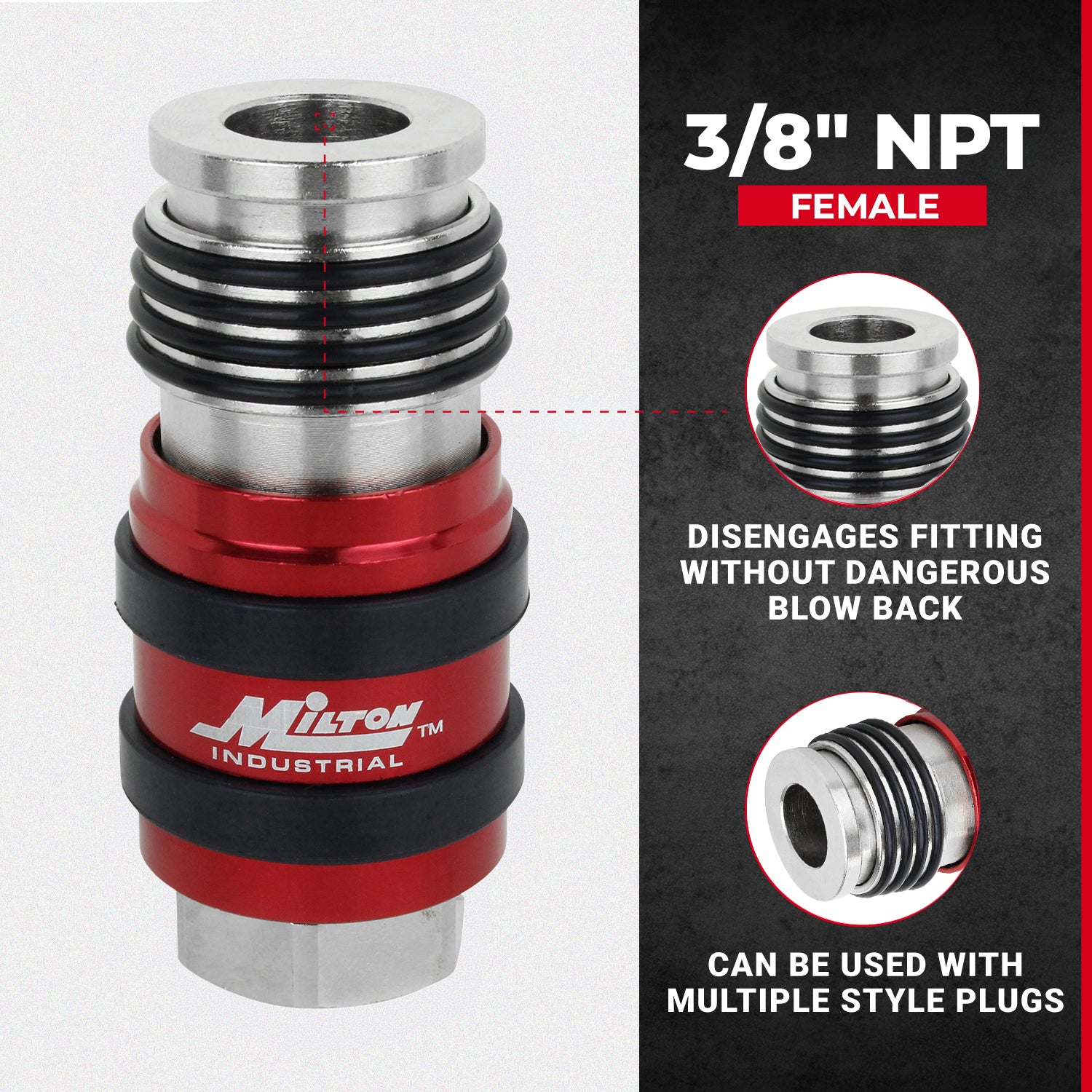 2-In-ONE Universal Safety Exhaust Industrial Coupler, 3/8