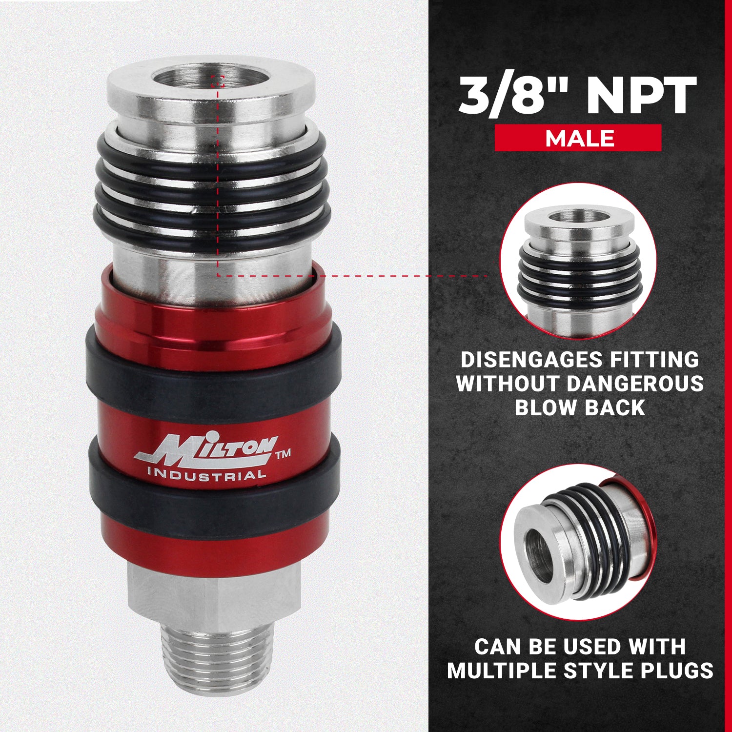 2-In-ONE Universal Safety Exhaust Industrial Coupler, 3/8