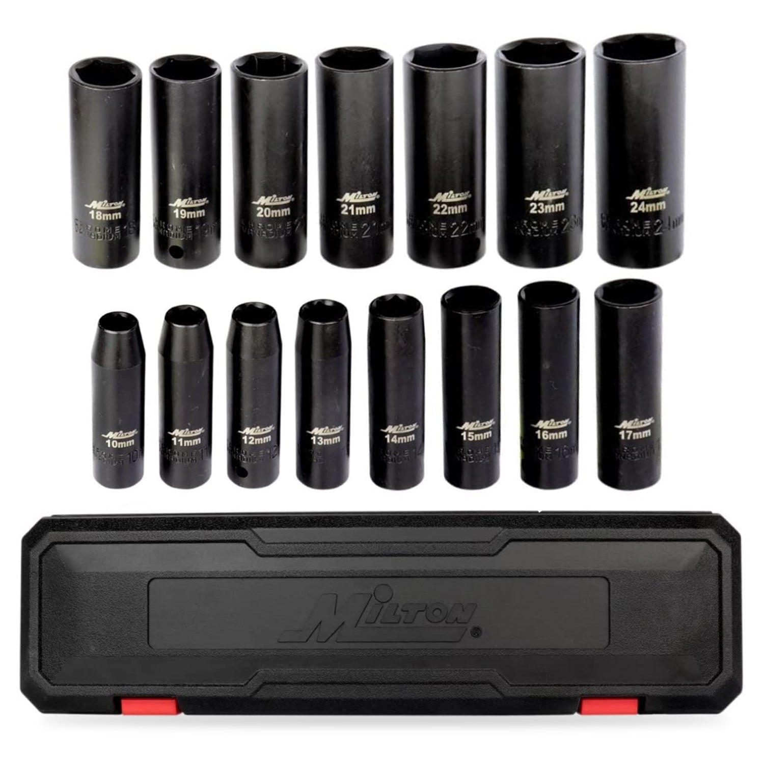 1300-SS-05 1/2 Drive Deep 10-24 Metric Impact Socket Set (15-Piece)