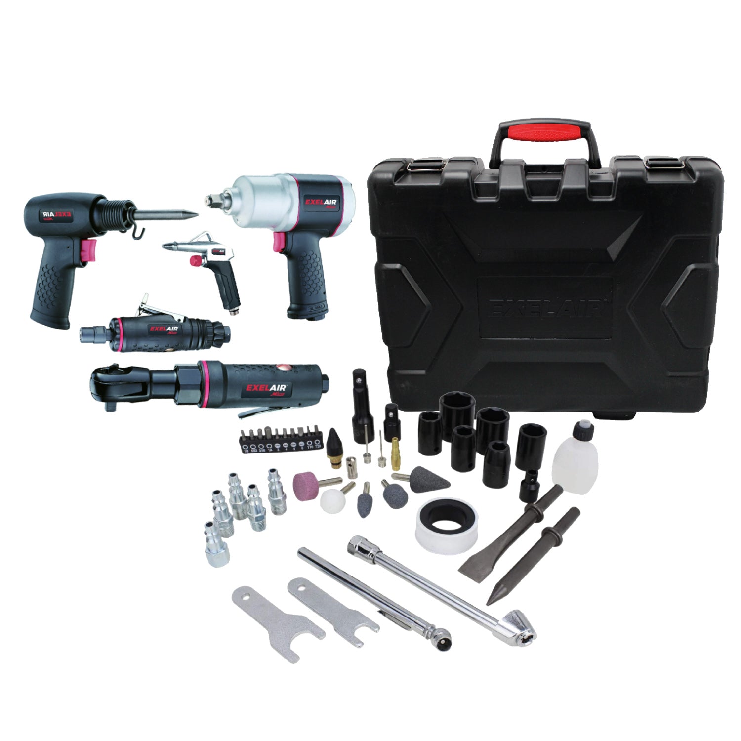 EXELAIR® 50-Pc. COMPOSITE Professional High Torque Automotive Air Tools & Accessory Kit