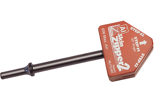 Skin Zipper Collection includes Air Hammer attachment tools that skin a door in less than 10 min., hem narrow window flanges. Use the AI Skin Zippers to skin aluminum doors in 15 min and window openings. Replacement heads available.