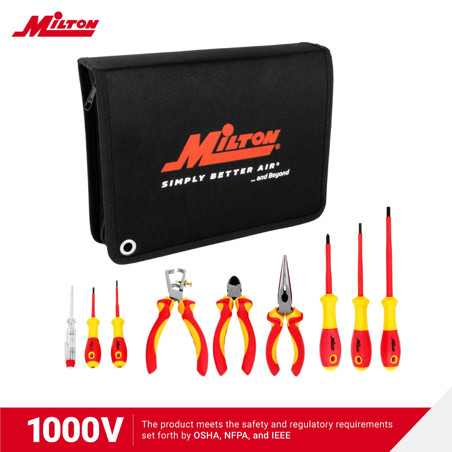 Milton® 9-Piece Insulated Pliers and Screwdrivers Tool Set, Rated 1000V (EV01)