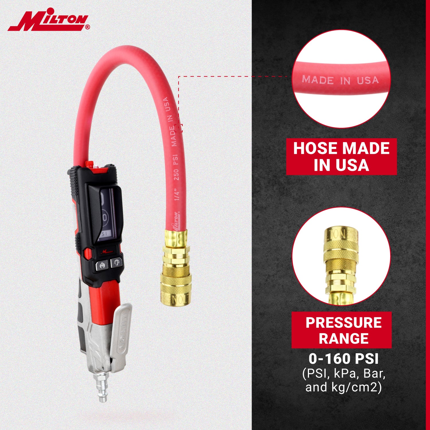 NEW & IMPROVED - Precision Digital Tire Inflator & Pressure Gauge (0-160 PSI), Extreme ± 0.25% Accuracy s-580e