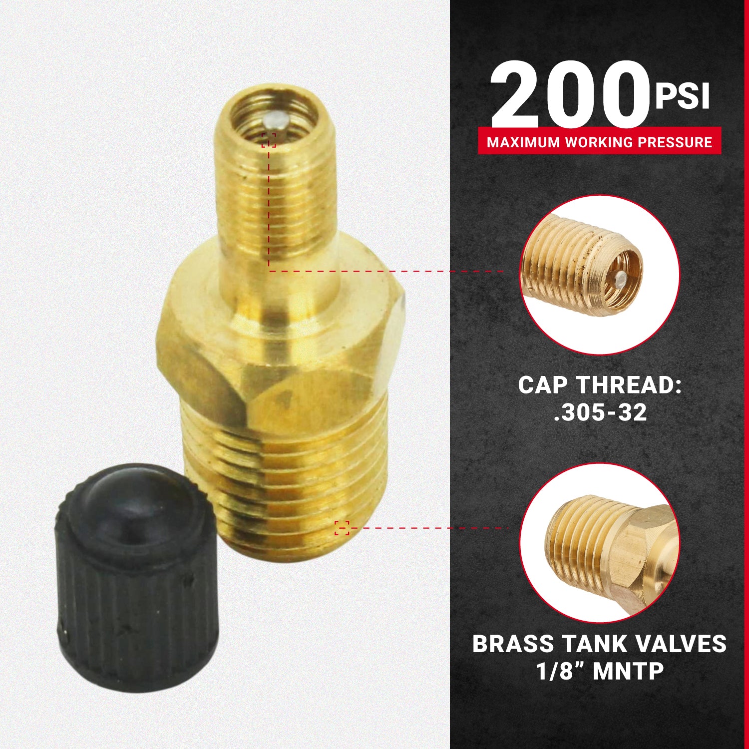 Lot de 2 valves de réservoir 1/8 BSP, BSPT, Schrader Tank Valve de 25 mm,Roue Compresseur d'air 500 PSI 35 bar Lot de 2 valves de réservoir 1/8 BSP, BSPT, Schrader Tank Valve de 25 mm,Roue Compresseur d'air 500 PSI 35 bar