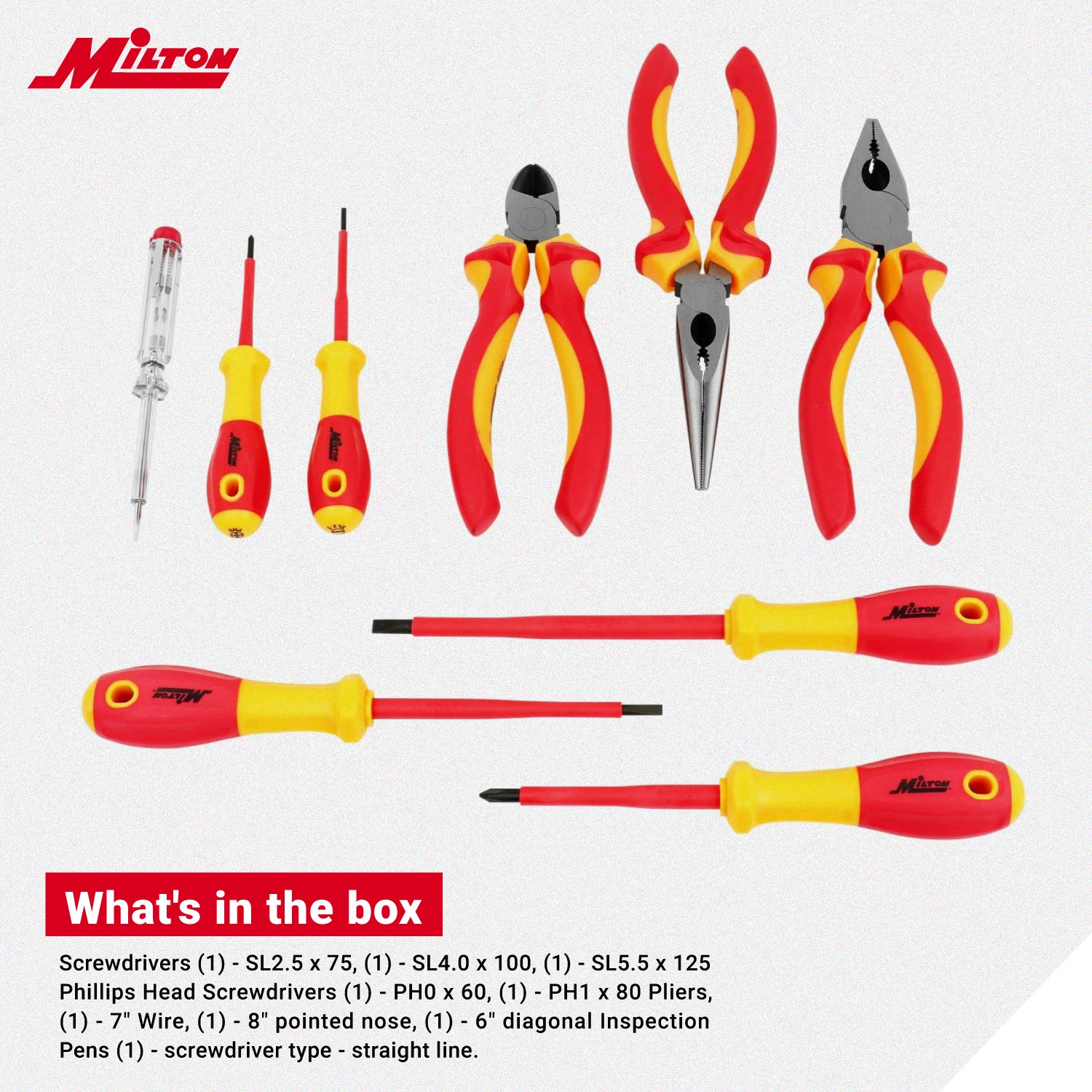 Milton® 9-Piece Insulated Pliers and Screwdrivers Tool Set, Rated 1000V (EV02)