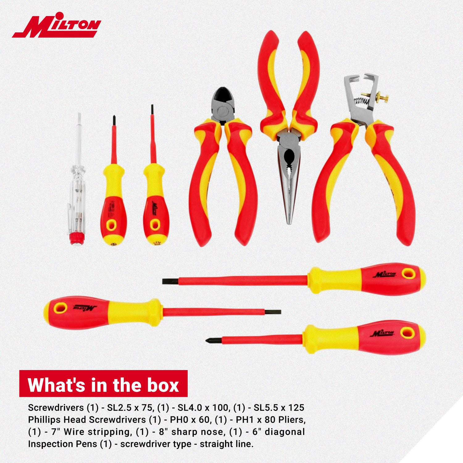 Milton® 9-Piece Insulated Pliers and Screwdrivers Tool Set, Rated 1000V (EV01)