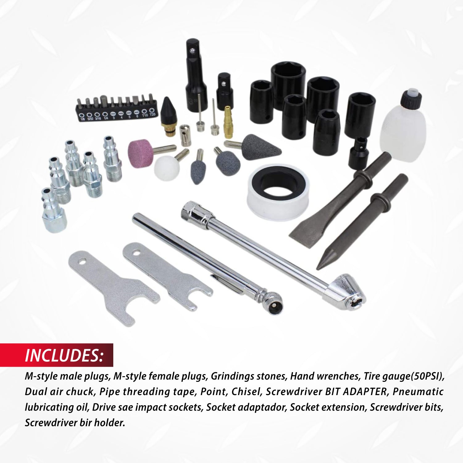 EXELAIR® 50-Pc. COMPOSITE Professional High Torque Automotive Air Tools & Accessory Kit