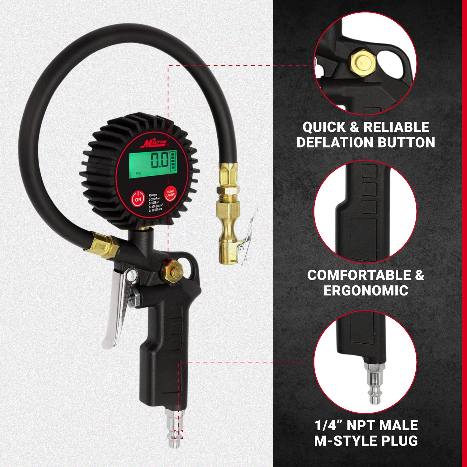 Digital Tire Inflator w/ Accurate Tire Pressure Gauge, 0-250 PSI, 14