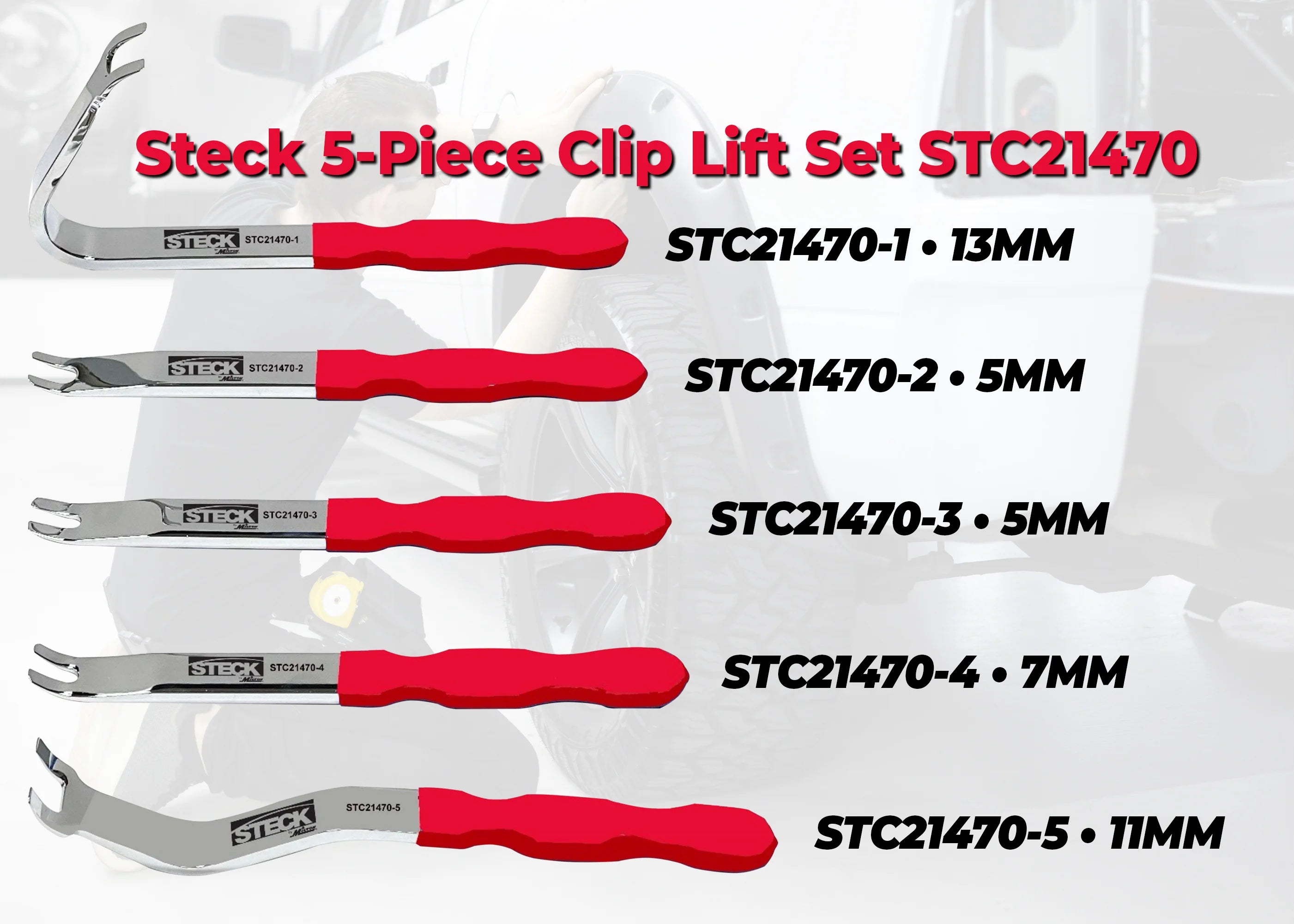 Professional 5-Piece Clip Lift Set 5mm, 7mm & 13mm