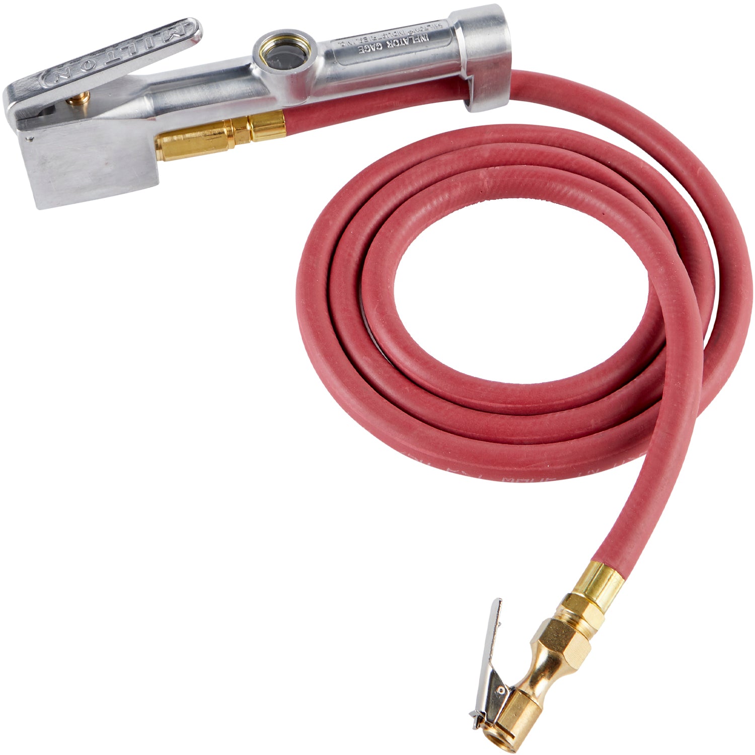 Easy-On Grip Chuck Tire Inflator Gauge with 5-Foot Hose - 10-160 PSI