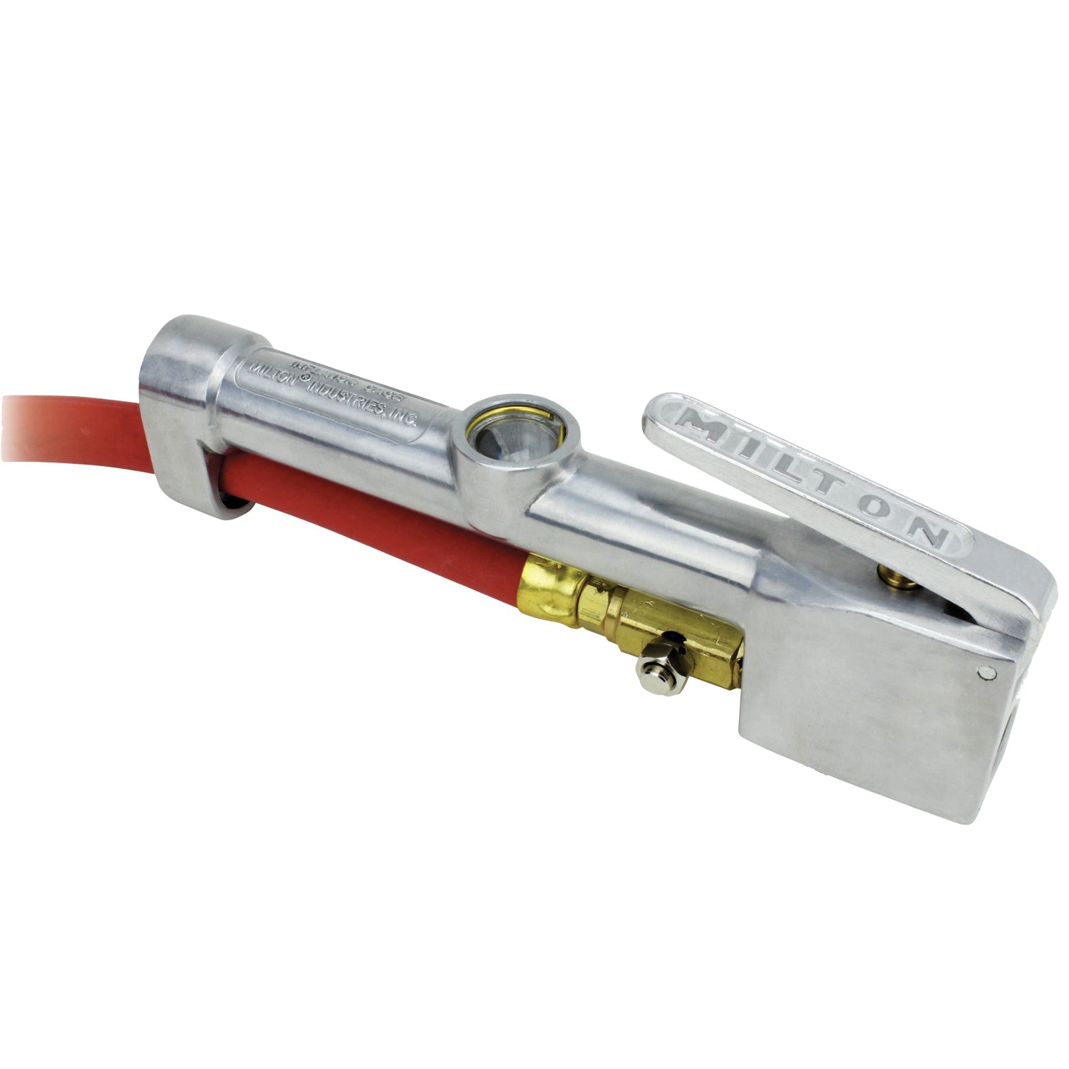 Heavy-Duty Truck Tire Inflator Gauge w/5' Air Hose, Dual Head Chuck, Full Swivel, 1/4