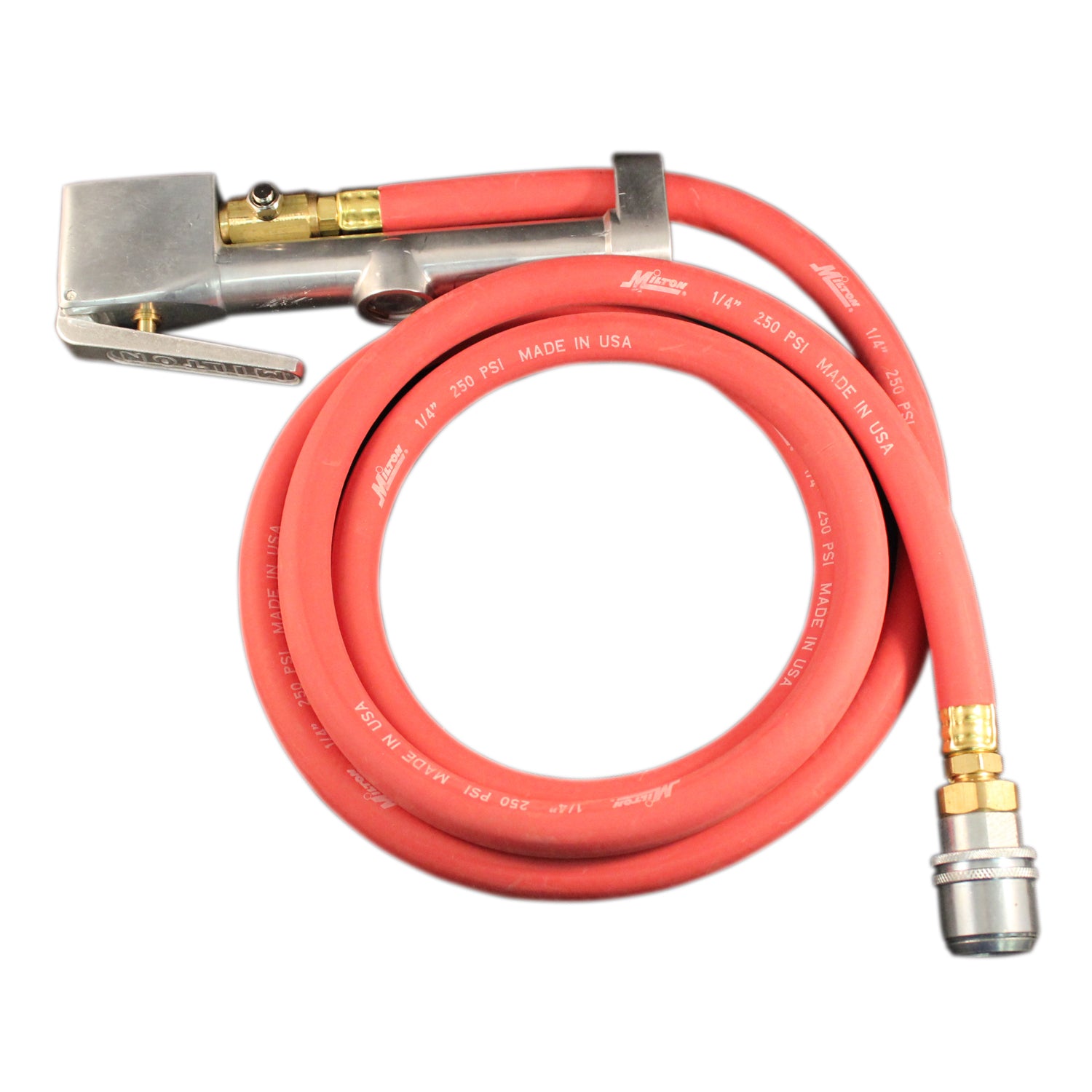 Large Bore Inflator Gauge with 6' Hose Assembly, Full Swivel, 1/4