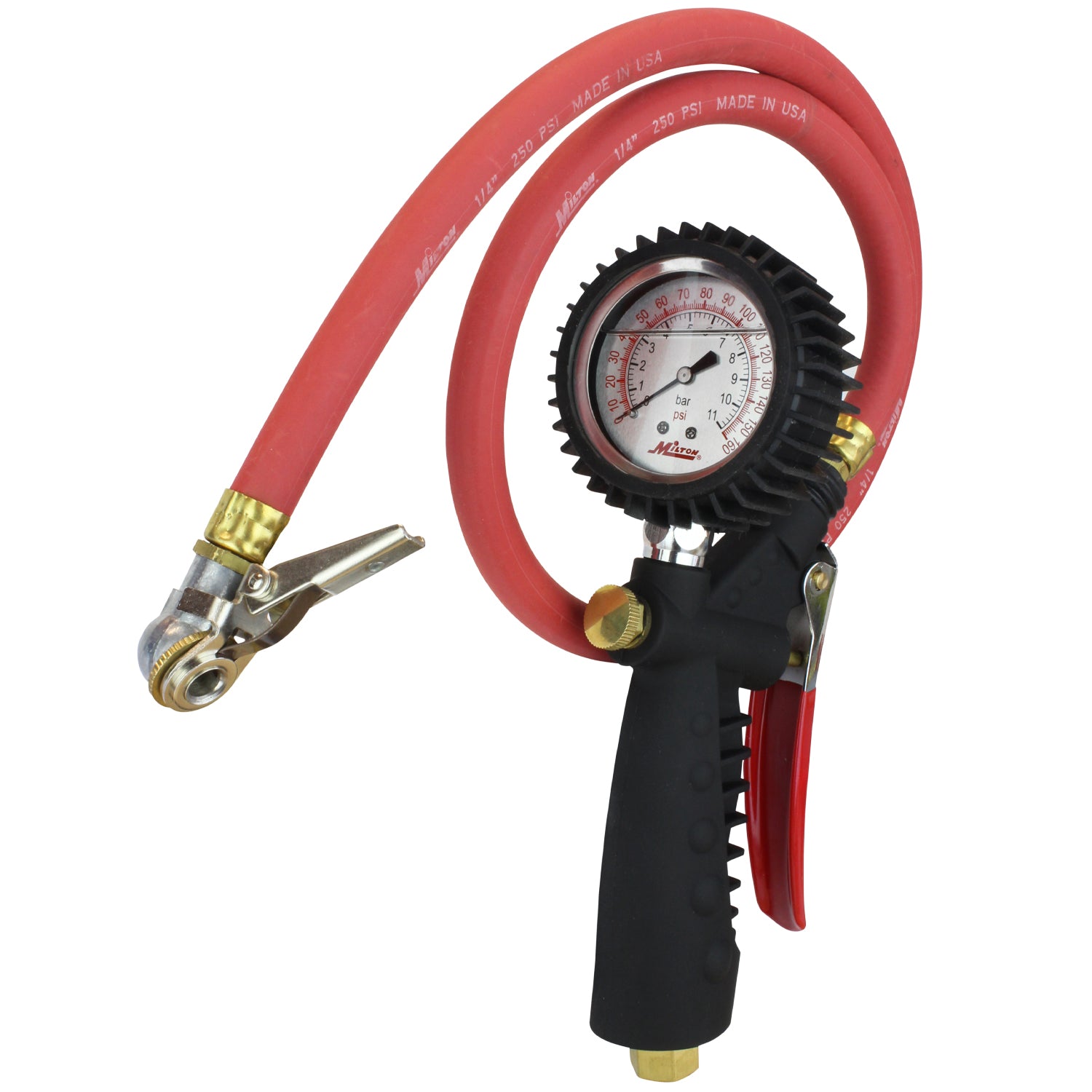 Pro Analog Tire Inflator/Pressure Pistol Grip Gauge, Ball Foot Air Chuck w/Clip, 36