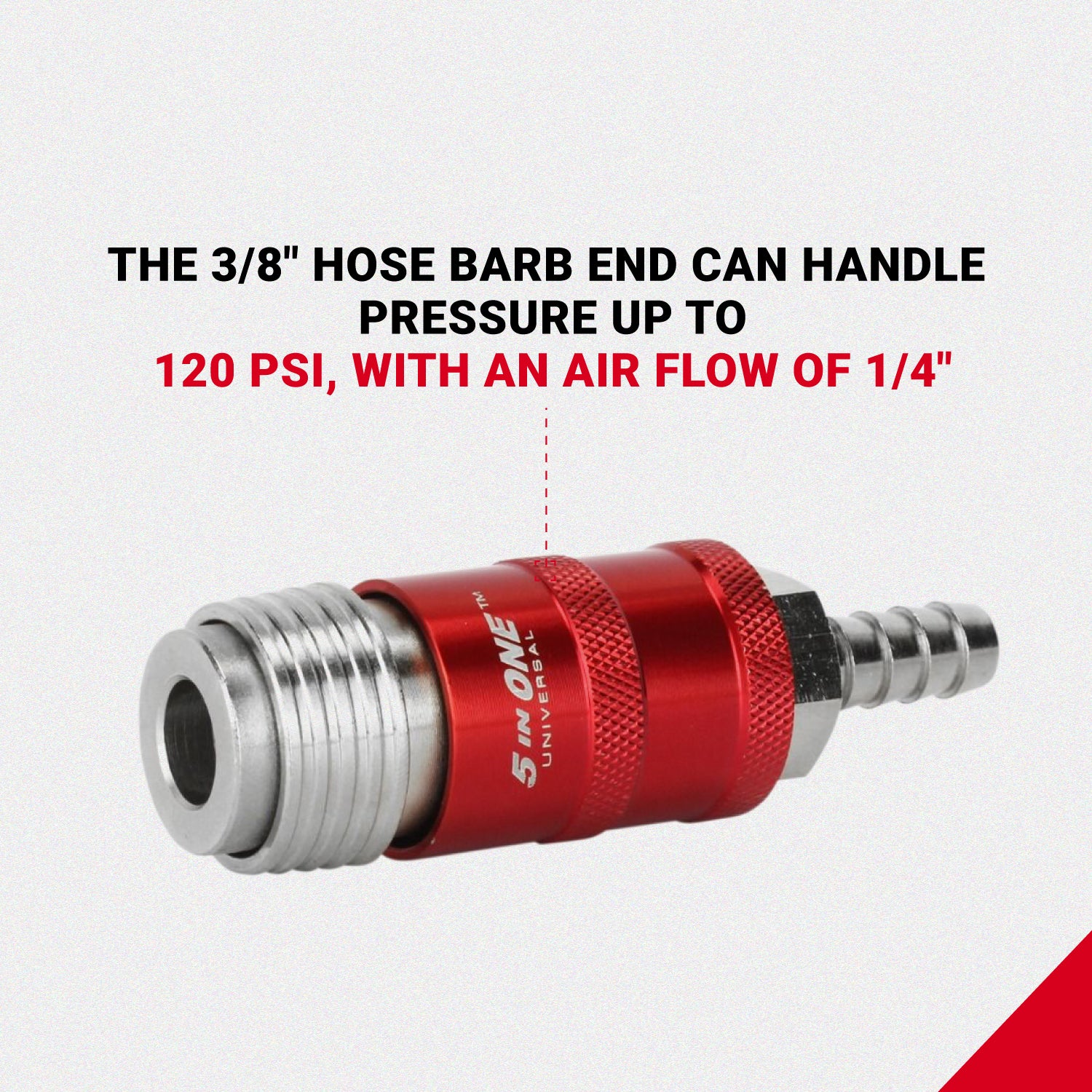 5 In ONE® Universal Safety Exhaust Hose Barb Industrial Coupler, 1/4