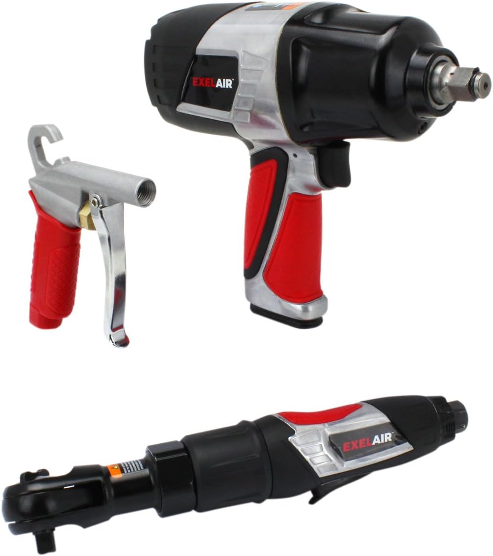 Exelair by Milton MK3810ATIG Bundle: Impact Wrench, Air Ratchet