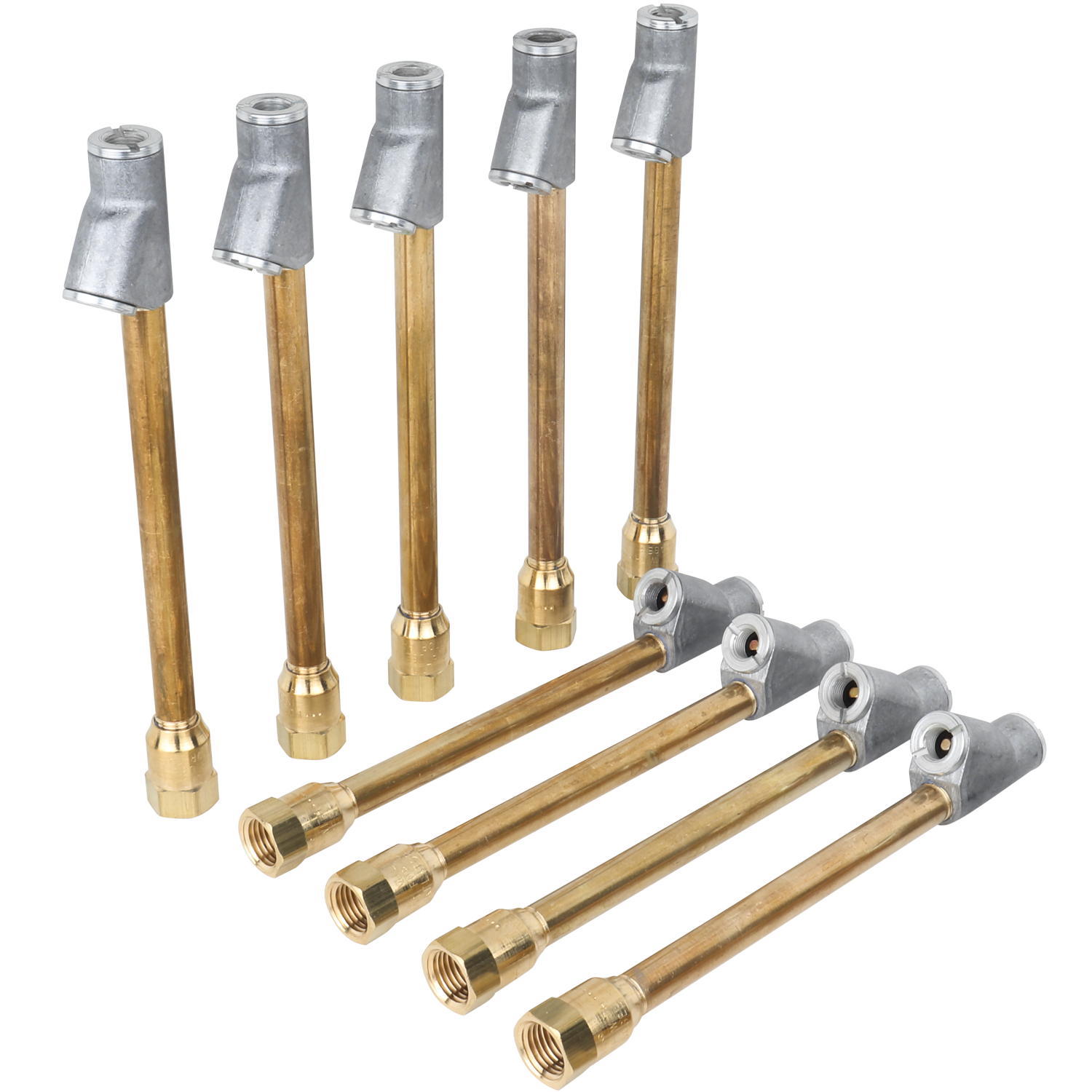 Straight Foot Dual-Head Air Chuck Tire Pressure Gauge, 1/4