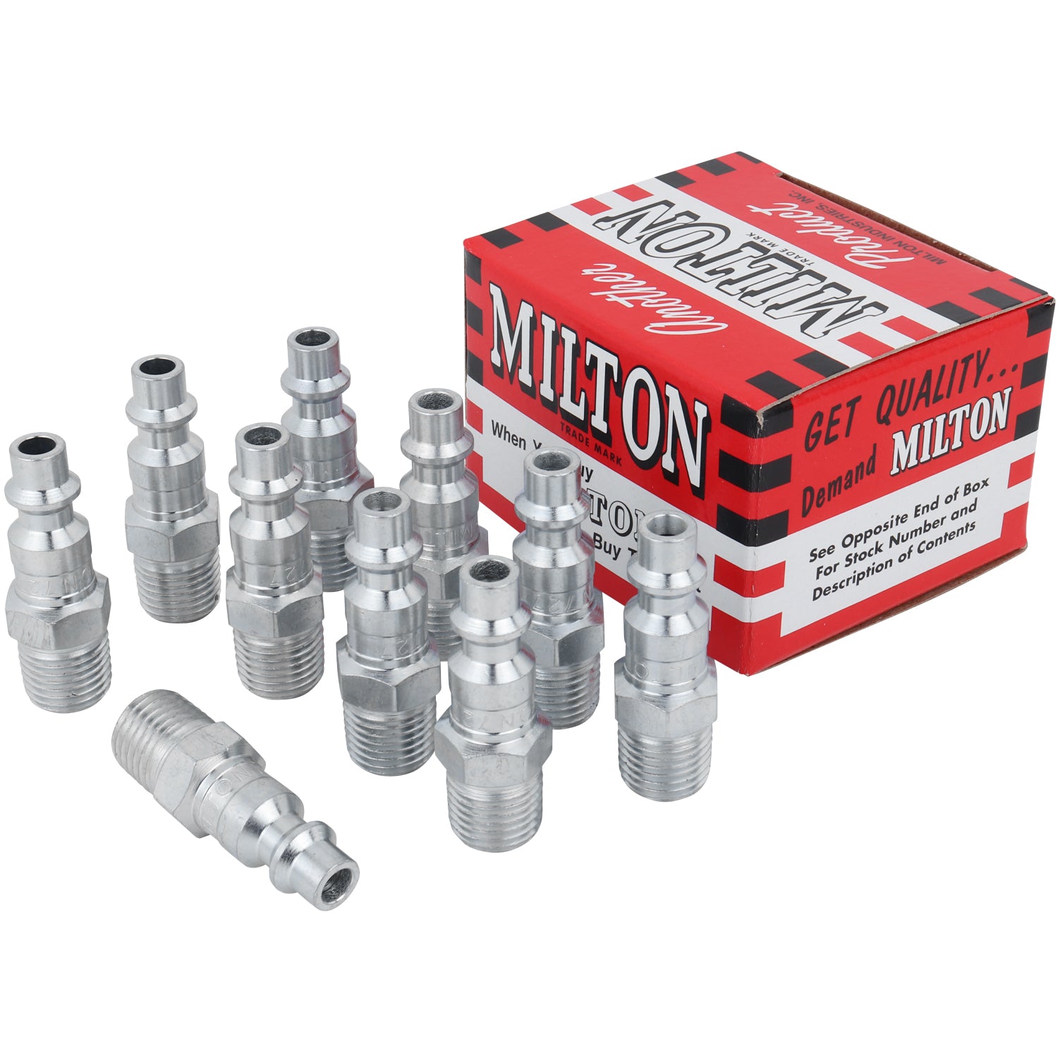 thumbnail image 2 of Industrial 4-Pack 1/4' Male NPT Air Compressor Hose Quick Coupler Plug Fittings - Steel 2 of 3