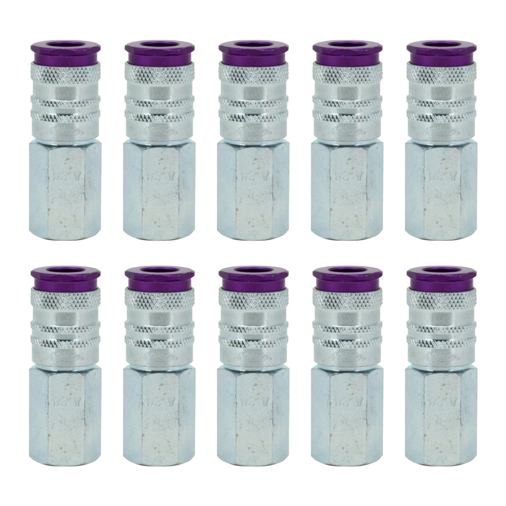 COLORFIT® HIGHFLOWPRO® Couplers (V-Style, Purple) - 1/4