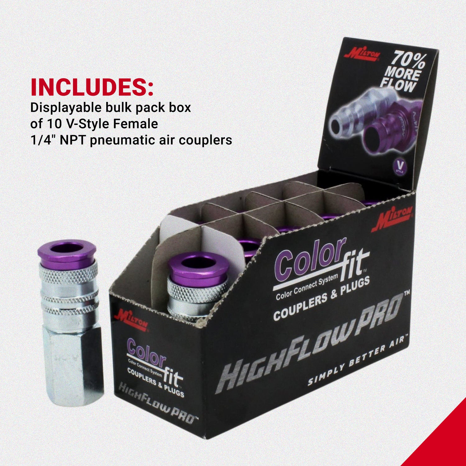 COLORFIT® HIGHFLOWPRO® Couplers (V-Style, Purple) - 1/4