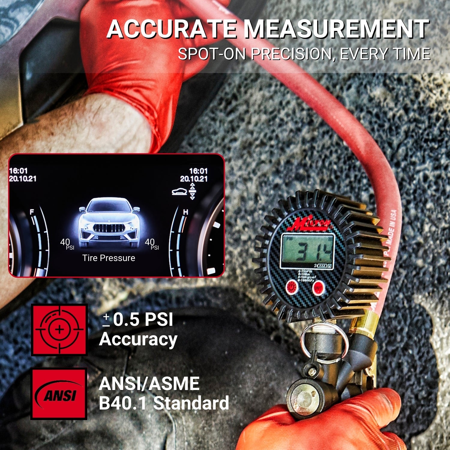 Pro Digital Tire Inflator/Pressure Pistol Grip Gauge, Straight Foot Chuck w/Lock-On Threads, 15